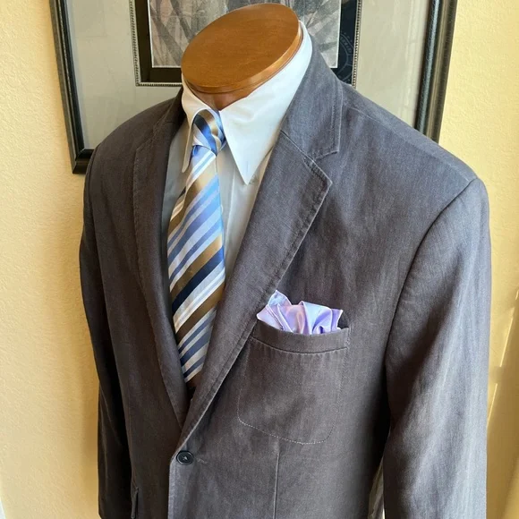 Kenneth Cole New York All Linen Gray Jacket Size 42R